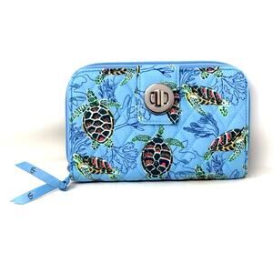 Vera Bradley Sea Turtles Coral Essential Turnlock Wallet Large NWT Ocean EXACT